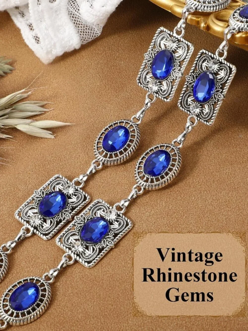 Vintage Boho Western Concho Chain Belt | Rhinestone Cowgirl Waist Chain for